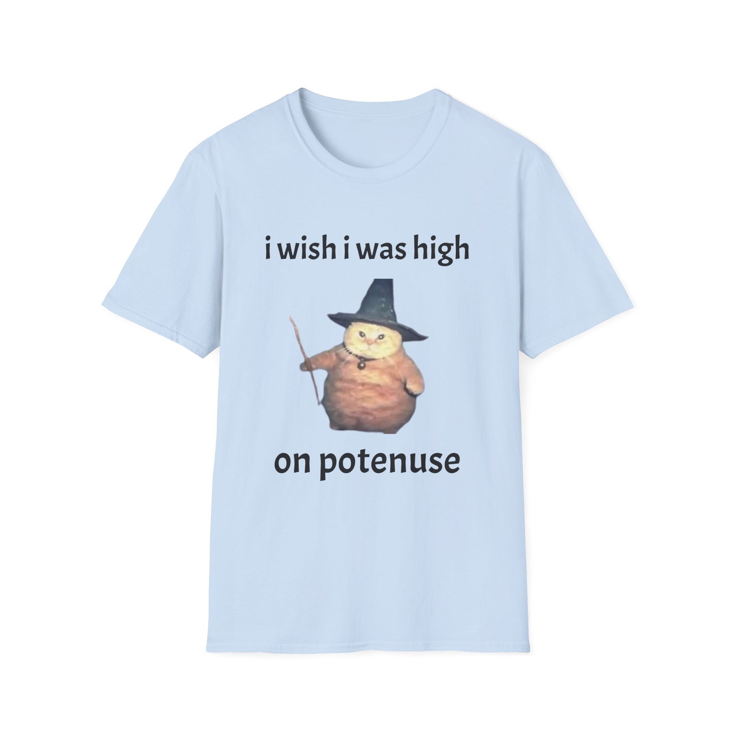 Wizard Cat T-Shirt - "I Wish I Was High on Potenuse"