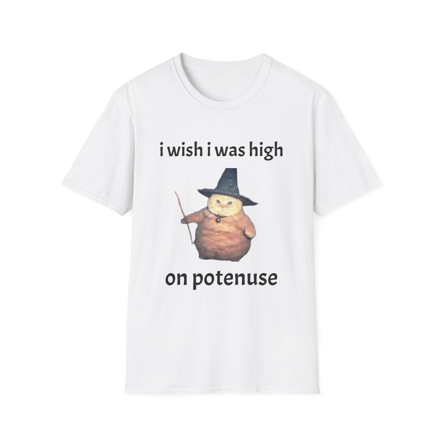 Wizard Cat T-Shirt - "I Wish I Was High on Potenuse"